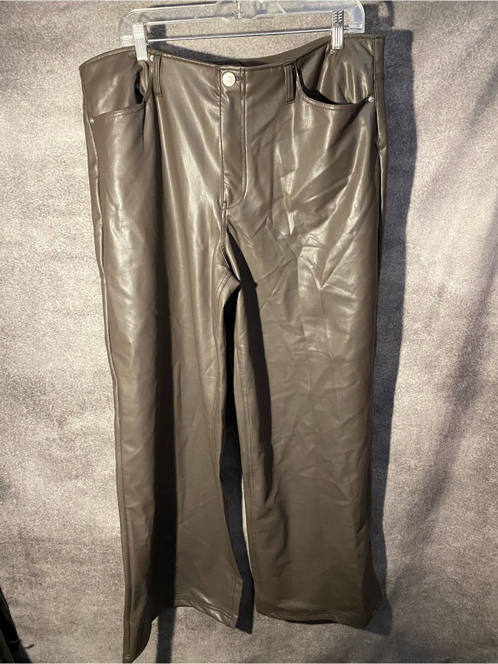 Future Collective Faux Leather Wide Leg Pants Brown Size 16 High Rise